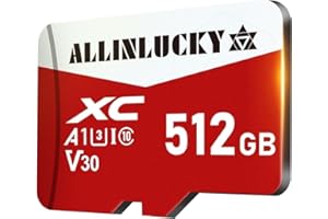 512GB Micro SD Card with Adapter, ALLINLUCKY TF Card Full HD, Fast Speed Memory Card for Security System, Camera, Smartphone,