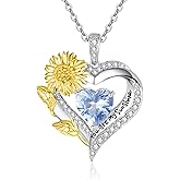 AENEAS Sunflower Necklaces for Women Sterling Silver You Are My Sunshine Necklace Sunflower Birthday Love Heart Mother's Day Gifts for Birthday Mothers Day Christmas Anniversary