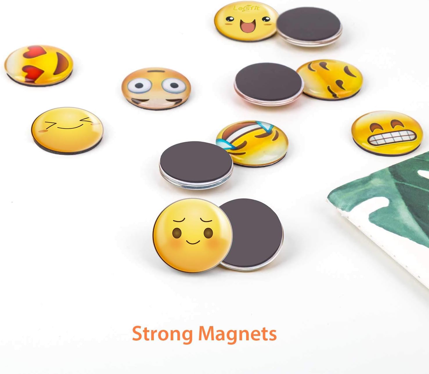 Lesfit Emojis, 12 Pack 3D Glass Positive Smiley Emoji Fridge