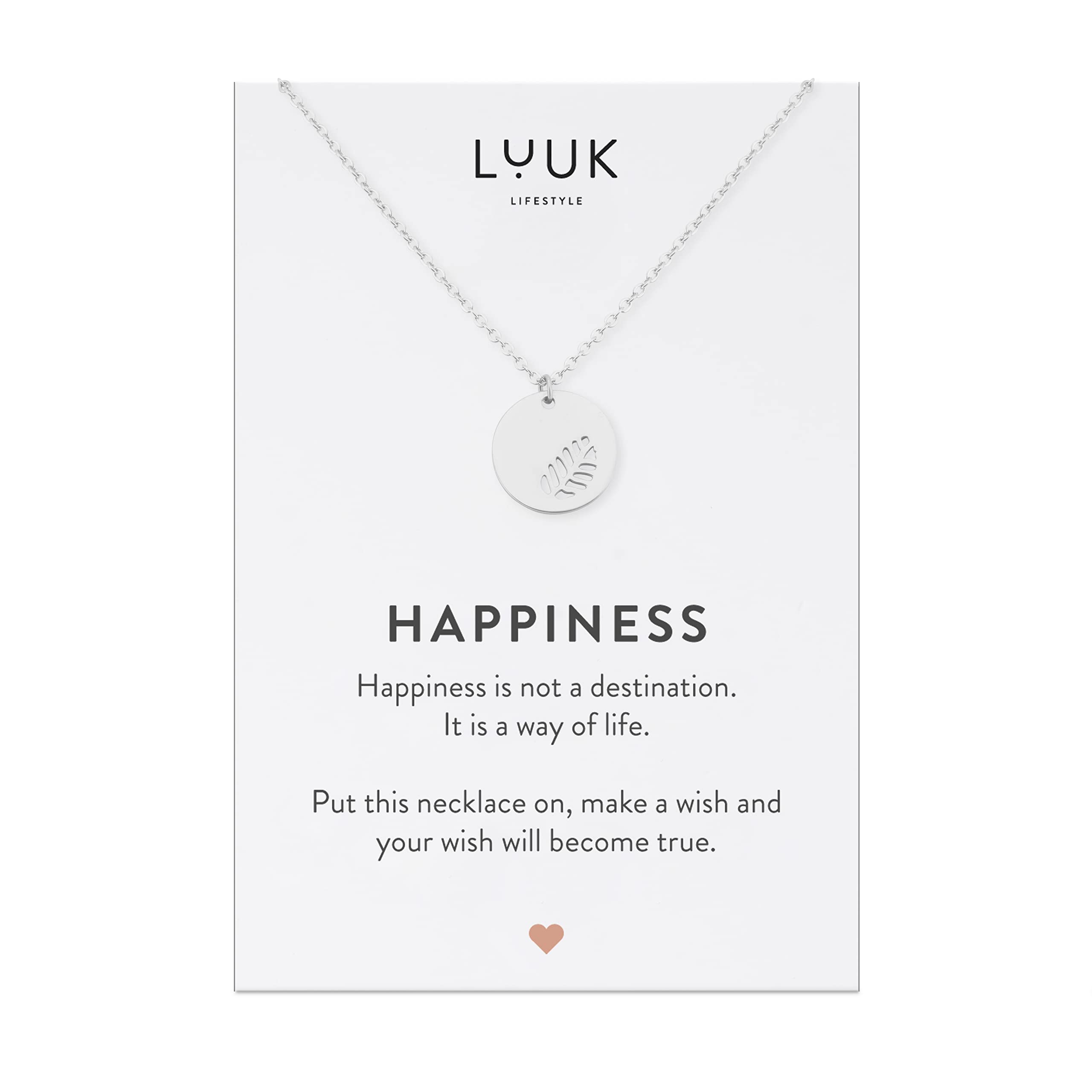 LUUK LIFESTYLE Stainless Steel Pendant Necklace for Women Waterproof Adjustable 50cm Chain Modern Necklace Gift for Her Silver Leaf — image 1