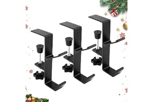 Guojanfon Fireplace Stocking and Garland Hanger, 2 in 1 Mantel Hanger for Garland, Fireplace Stocking Holders for Mantle Garland Hooks for Xmas Holiday Home Party Decoration (Black,3)