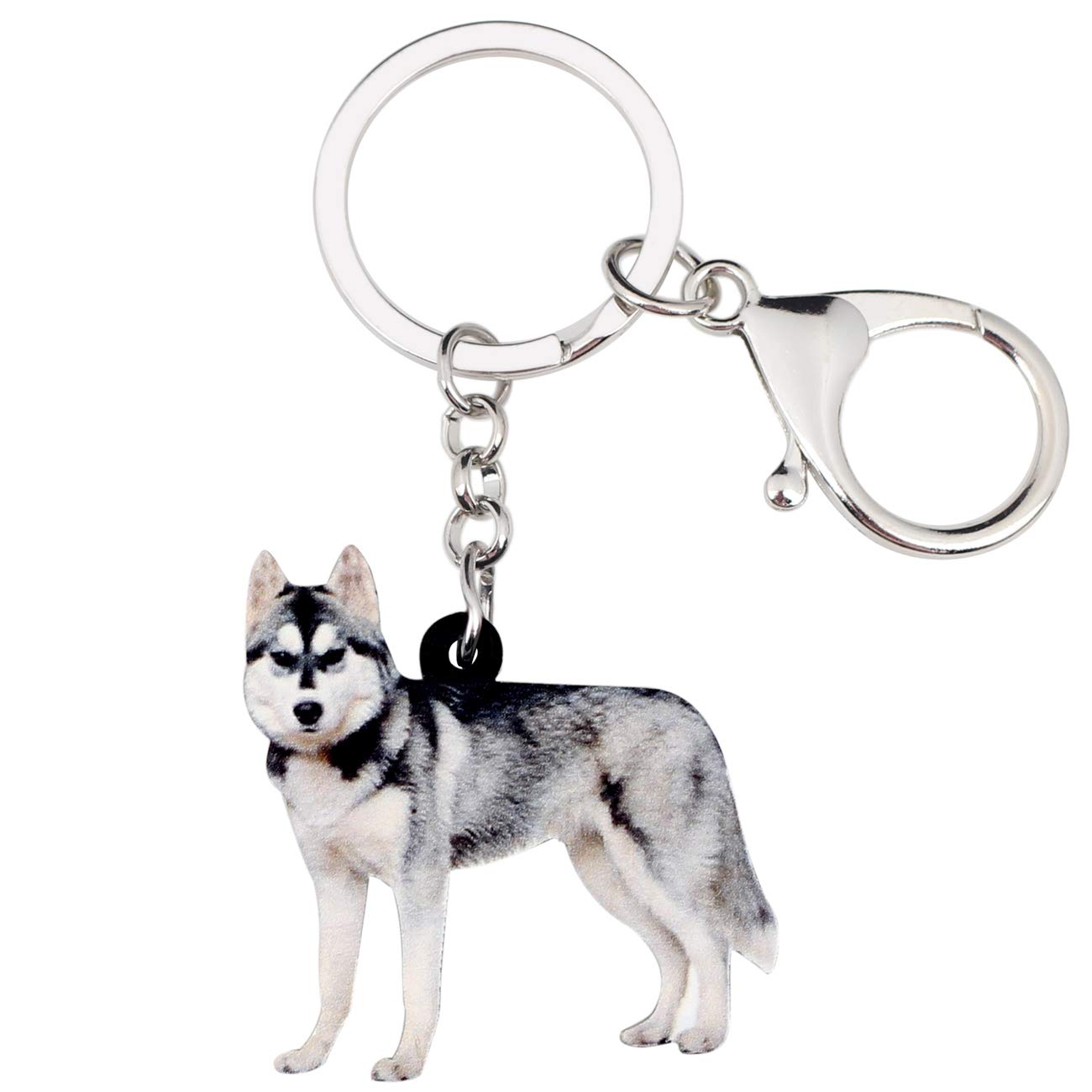 NEWEI Acrylic Siberian Husky Dog Keychain Keyrings for Women Girls Cute Dog Keyfobs Gifs (Siberian Husky Dog)