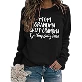 Sunidol Womens Great Grandma Sweatshirt Crewneck Casual Pullover Loose Comfy Grandma Gifts Shirts Top