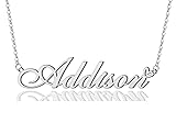 Addison Heart Name Necklace Silver Stainless Steel