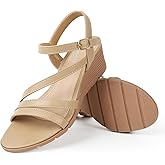 Goldnut Wedge Sandals for Women Dressy, Comfortable Summer Low Wedges Womens Open Toe Strappy Sandal