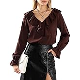 ZIMSSI Women's Dressy Ruffle Blouse Long Sleeve Tops Ruffle V Neck Victorian Shirt Tops S to XXL