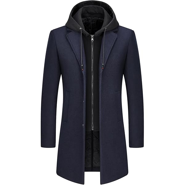 JEKE-DG Men's Winter Warm Wool Coats Slim Fit Single Breasted