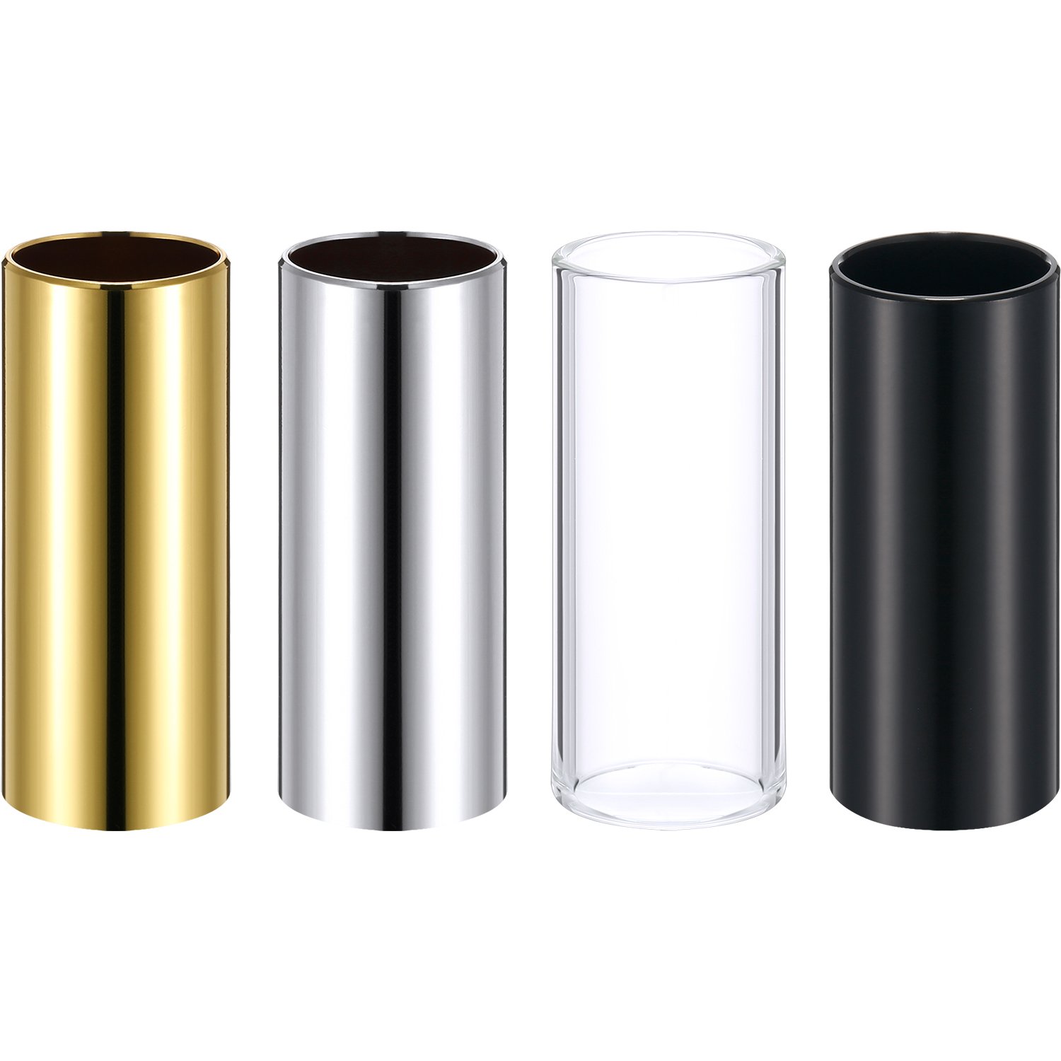 4 Pieces Glass Slide and Brass Slide in Box for Guitar, Bass, Medium (6 cm)