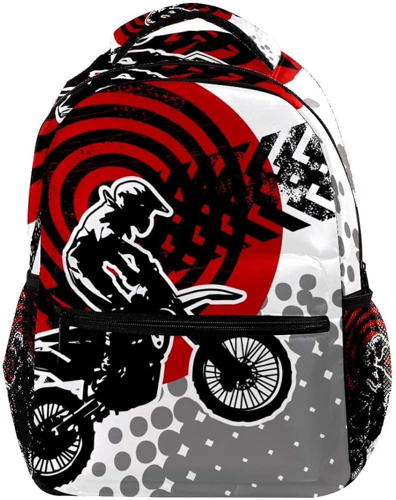 DJROWW Motocross Rider Dirt Bike With Tire Marks In Monochrome Backpack