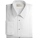 NEIL ALLYN Men's Slim FIT Lay-Down Collar 1/4" Pleats Tuxedo Shirt-M-32-33 White