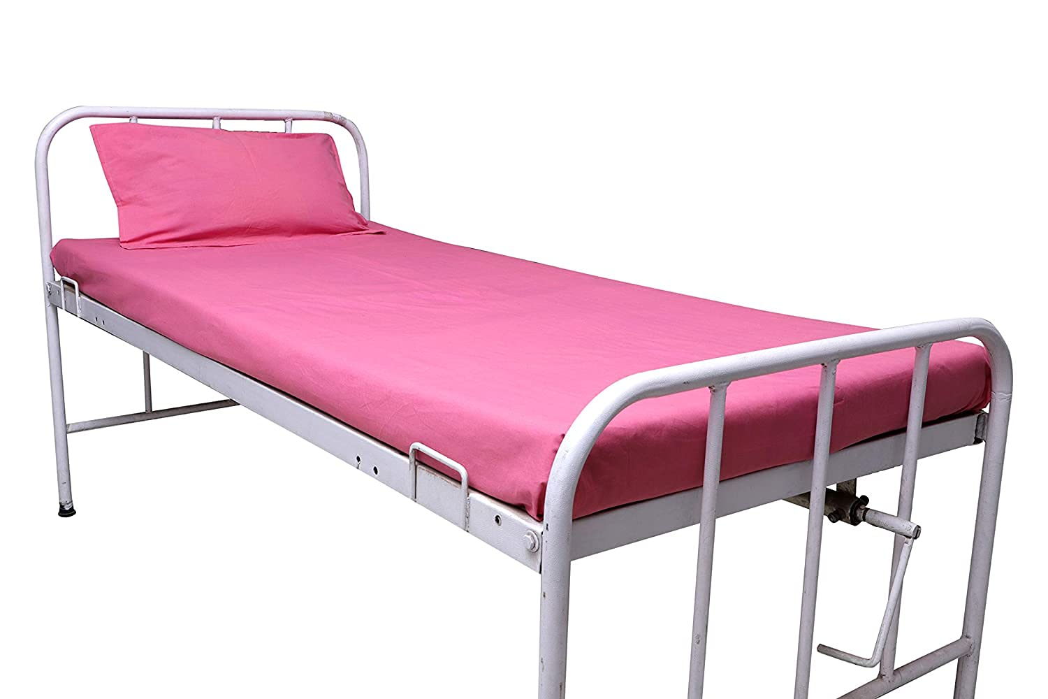 Single Hospital Cotton Bed Sheets (Pink Bed Sheet with Pillow
