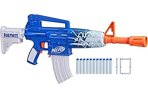 Nerf Fortnite Blue Shock Blaster, 10-Dart Clip, 10 Elite Nerf Darts, Includes Bonus Code to Unlock The Beat Wrap in The Game, Motorized Dart Blaster
