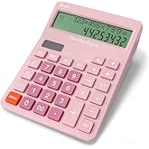 Calculators Desktop,Solar Pink Desk Calculator with Large 2 Line Display, Basic Calculator with Big Button, 4 Function Calculators for Business, Students, Office Supplies (Pink)