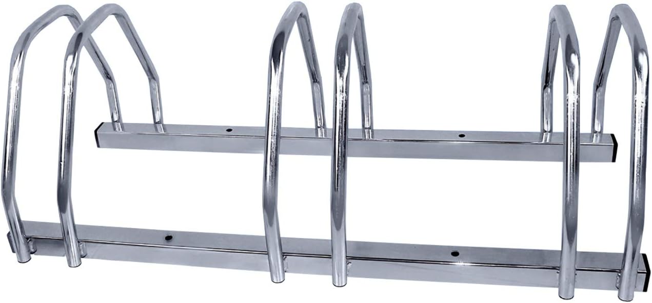 Walter Fahrradständer 3-Fach, Für 3 Fahrräder, Boden- oder Wandmontage, Mehrfachständer, beidseitig verwendbar, Metall, Silber