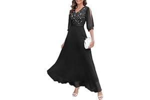 Wedtrend Women's Sequin Dresses Sparkly Glitter Dress Split Sleeves Formal Dresses Maxi Evening Dress