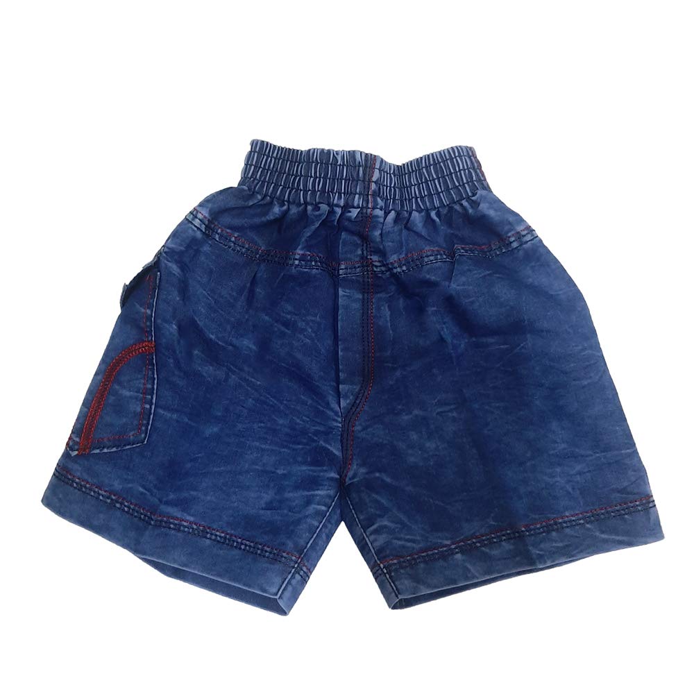 Buy Krystle Kids Boys Regular Fit Plan Denim Shorts (Dark Blue) at