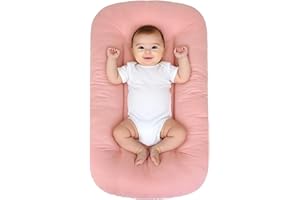 EASYFORALL Baby Lounger for Infants Babies 0-24 Months, Bionic Organic Lounger, Soft Cotton Breathable Infant Floor Seats & Loungers for Newborn Baby Shower Gifts (Pink)