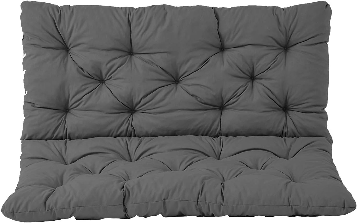 Home Spaces Soft & Rich Look Micro Cotton Quilted Patio Bench Cushion for Garden and Outdoor (Set of 1) (48 x 38 Inches, Black)