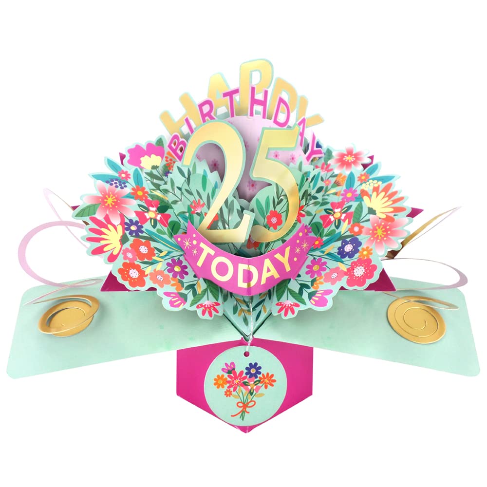 Happy 25th Birthday 25 Today Pop-Up Greeting Card Love Kate's Pop Up Cards Her POP215MC25