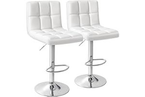 Homall Bar Stools Modern PU Leather Adjustable Swivel Barstools, Armless Hydraulic Kitchen Counter Bar Stool Extra Height Squ