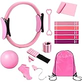 SHTALHST Home Pilates Kit 14 PCS, Pilates Ring and Ball Set with Adjustable Ankle Wrist Weights and Resistance Bands for Women Workout Set, Yoga Essentials Kit Equipment Accessories for Home Workouts
