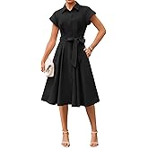 GRACE KARIN Womens Short Sleeve Shirt Dresses 2026 Summer Midi Button Down Dress Work Business Casual Dress with Pockets
