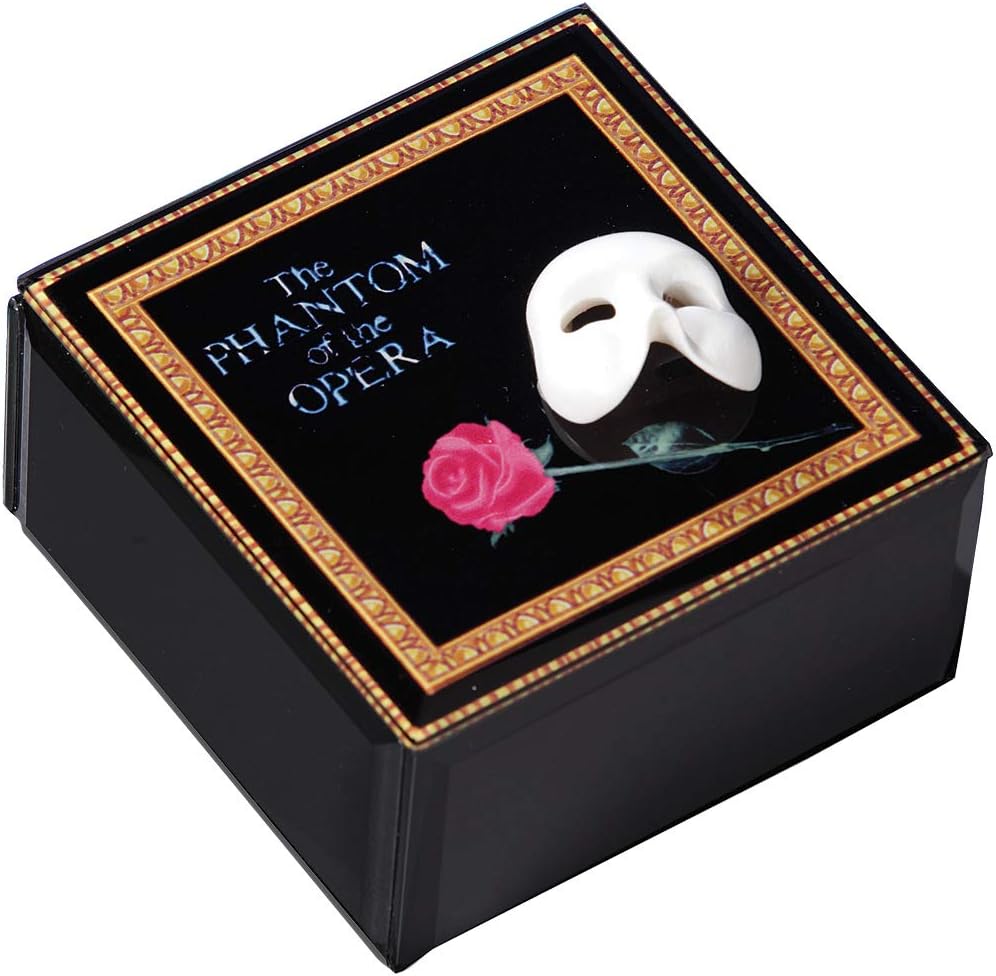 The San Francisco Music Box Company Phantom of The Opera Mask and Rose Glass Music Box
