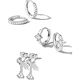 MILACOLATO 3Pairs 925 Sterling Silver Earrings for Women, 14K Gold Plated Small Huggie Hoop Earrings Sets for Multiple Piercing Hypoallergenic, CZ Cartilage Earrings Stacks Trendy Earrings Jewelry Gifts