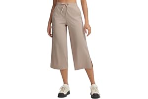 baleaf Wide Leg Pants for Women Capri Cropped Pant Lightweight Quick Dry High Waist with Pockets Loose Fit Sweatpants Travel