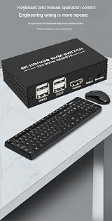 XYKJOBC 4K HD USB KVM Switcher 2 In 1 Out HDMI Type-C Share Monitor Printer view 3