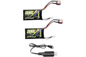 LÆGENDARY LAEGENDARY 1:16 Scale RC Cars Replacement Parts for Sonic Truck: 2 1000mAh Li-Po Rechargeable Batteries and 1 USB Charger