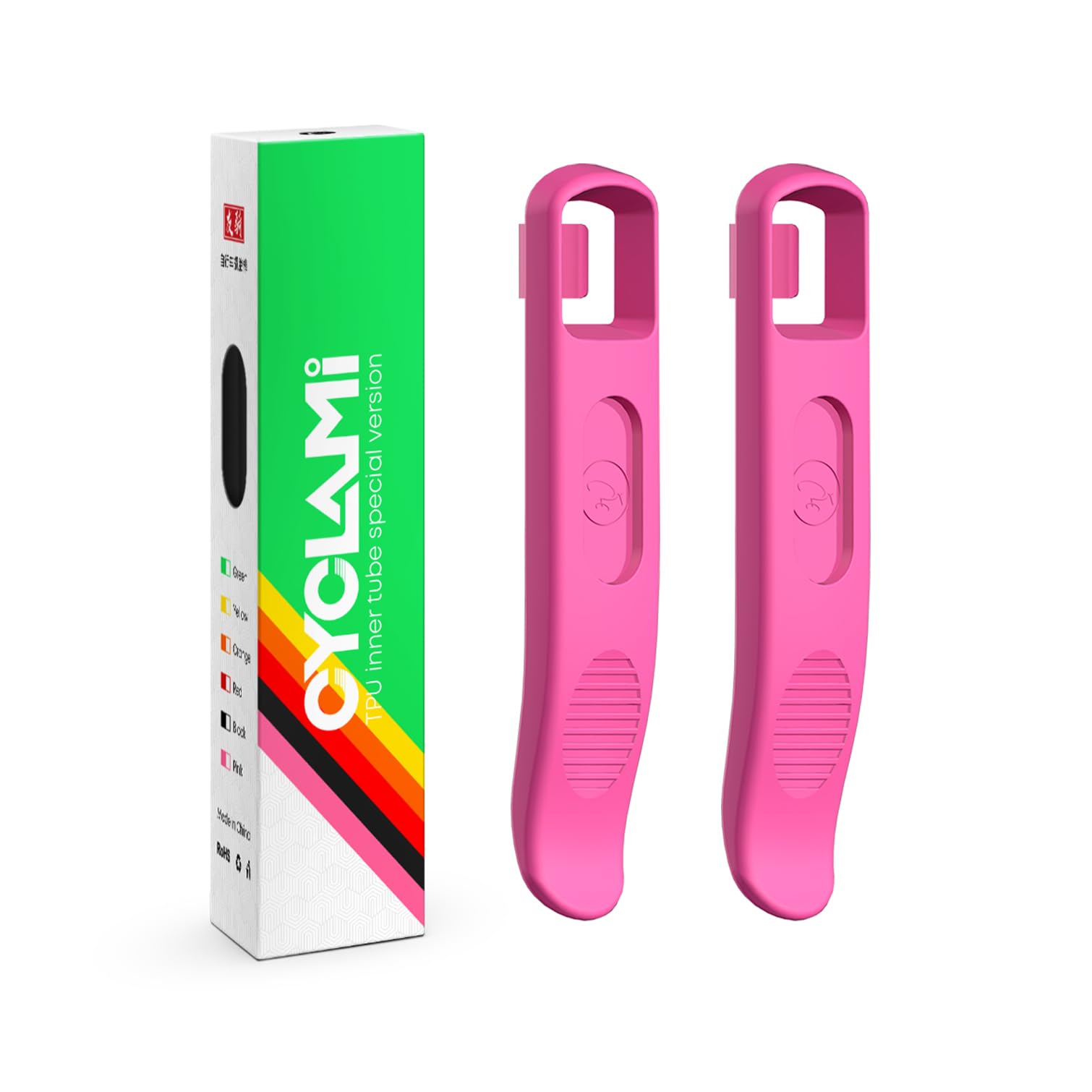 CYCLAMI Set of 2 Bicycle Tyre Levers, Ultra Strong Bicycle Tire Levers, Cycling Accessories Suitable for MTB and Road Bike Tire Levers Tools (PINK)