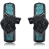 Viking Earrings for Men Women 925 Sterling Silver Turquoise Huggie Hoop Earrings Gothic Punk Cool Norse Viking Jewelry Gifts