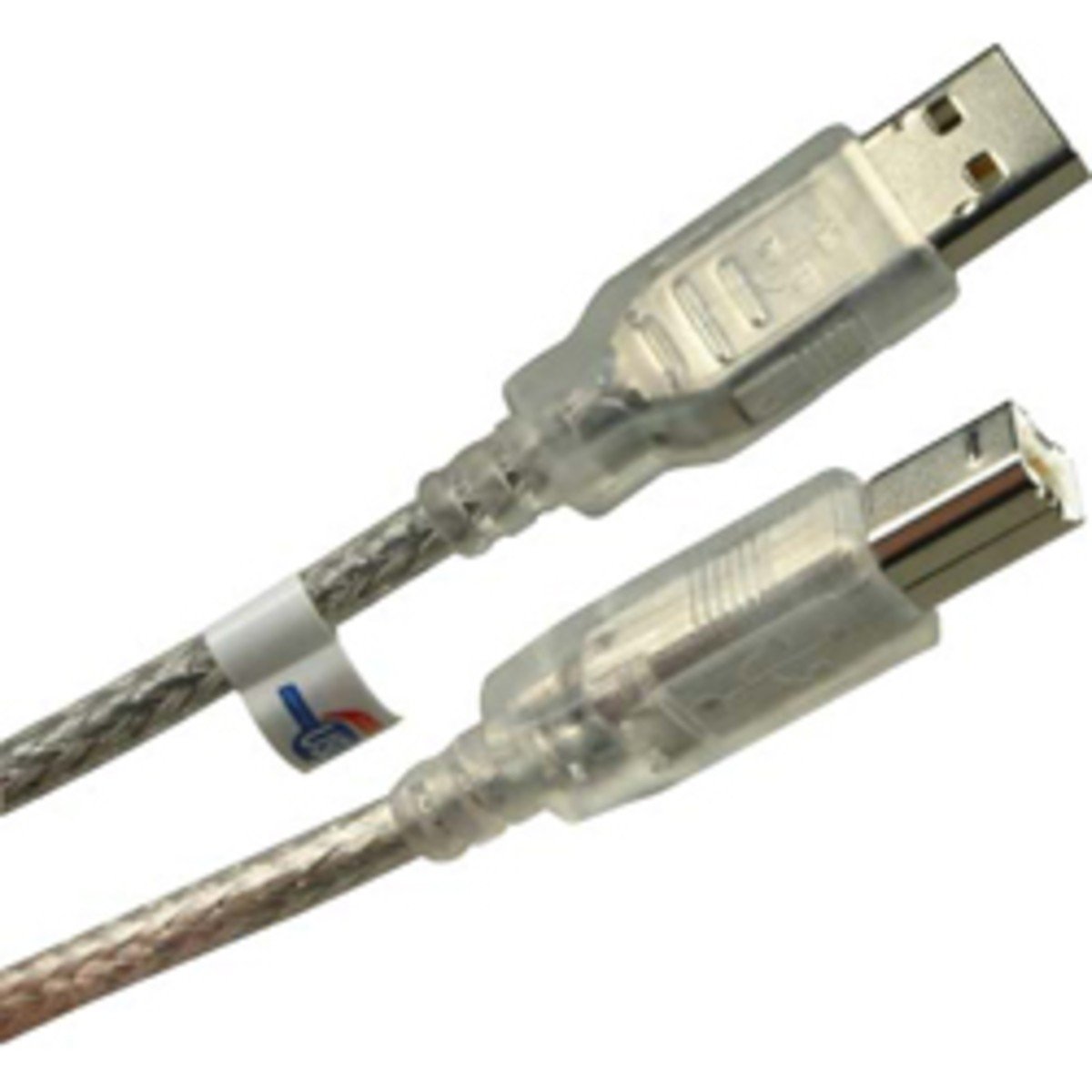 Equip USB 2.0 Cable A/Male to B/Male, 5 m, Double Shielded, Silver/Transparent
