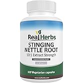 Real Herbs Stinging Nettle Root Extract 7500mg (750mg of 10:1 Extract) – Vegetarian Friendly, Non-GMO, Gluten-Free – Supports Prostate & Urinary Health – 100 Capsules