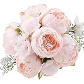 Flojery Silk Peony Bouquet Vintage Artificial Peonies Flower for Home Wedding Party Decor (1pcs, Peach Pink)