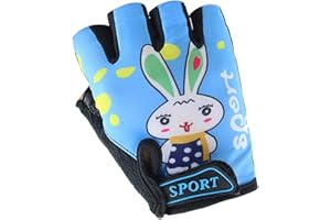 Miokkley Kids Fingerless Bike Gloves, Cute Rabbit Monkey Bar Gloves for 6-9 Year Girls Boys Rock Climbing Gloves Cycling Biking