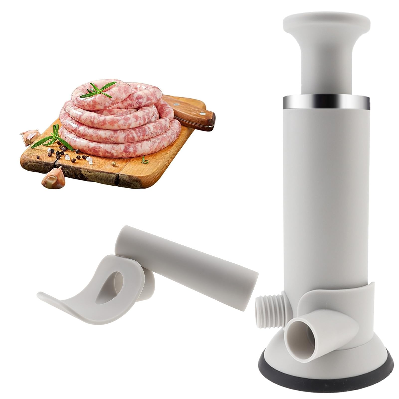 Photo 1 of **MISSING FITTINGS**Sausage Stuffer Machine, Meat Stuffer Sausage Filling, Sausage Meat Filling Machine Designed with 2 Interface, Homemade Manual Vertical Sausage Maker Tool Large Capacity for Household Kitchen Camping