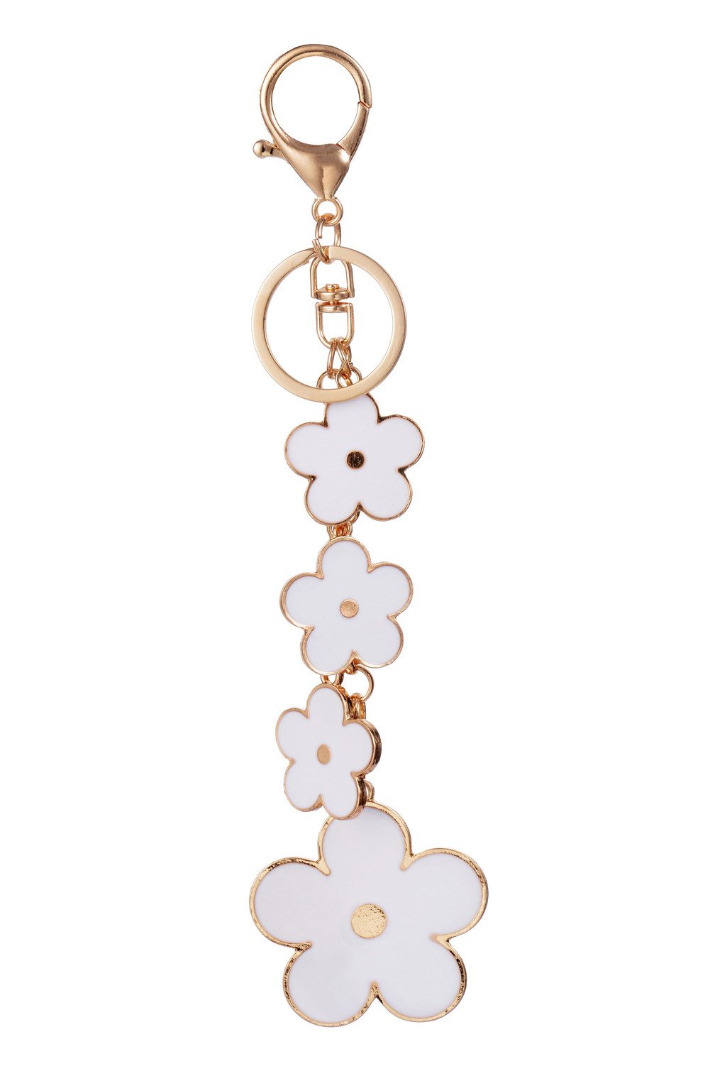 Giftale Women's Flower Bag Charms Enameled Keychain Purse Accessories, White, Large