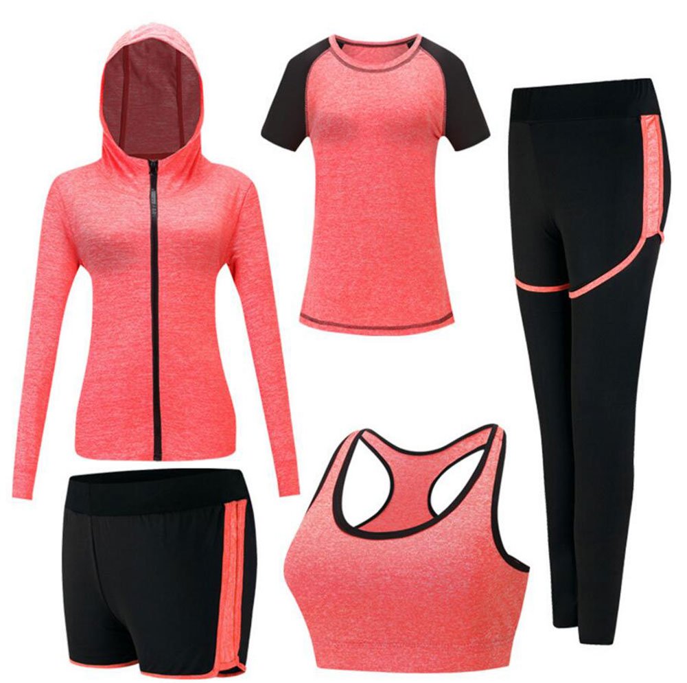 ZETIY Women's 5pcs Sport Suits Fitness Yoga Running Athletic Tracksuits