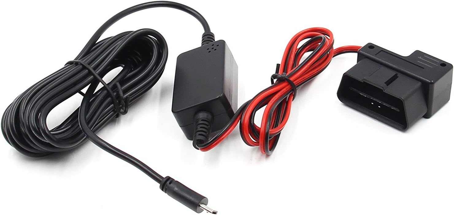 Moeye 5V Obd2 USB Automobile Charger Cable Micro USB Male Adapter Extension Hardwire Kit for Dash Cam, GPS