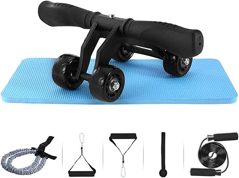 TOMSHOO Kit de Rueda Abdominal, Push Up Bars, Cuerda para Saltar, Fortalecedor de Mano, Rodilla Mat para Entrenamiento en Casa Ejercicios Fitness (Negro y Gris): Amazon.es: Deportes y aire libre