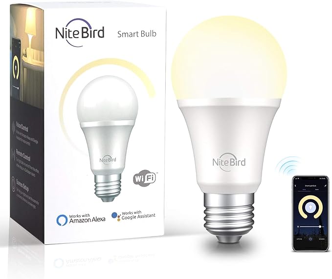 Smart Light Bulb Compatible with Alexa Google Home, NiteBird A19 E26