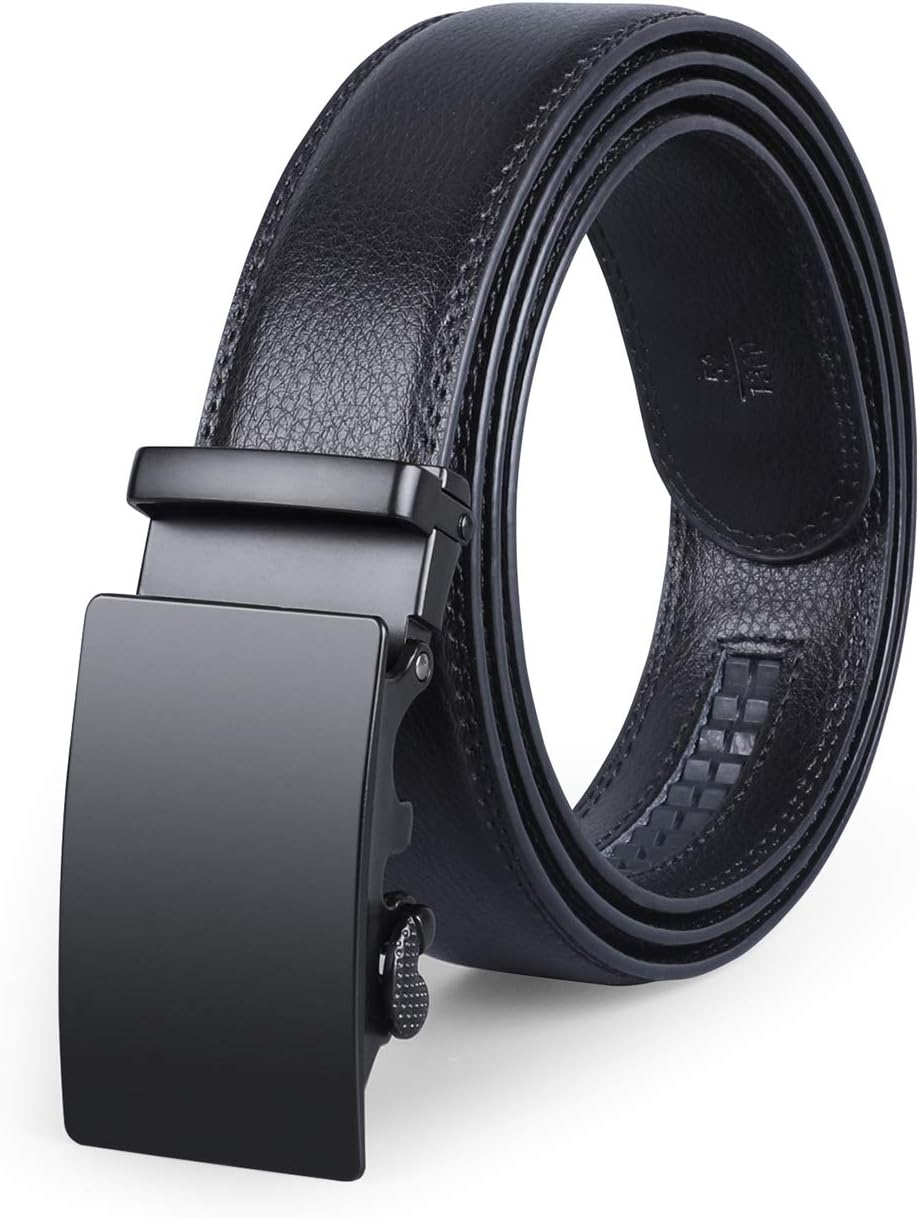 Men's Leather Belt, Ratchet Dress Belt with Automatic Buckle in Gift Box by WERFORU
