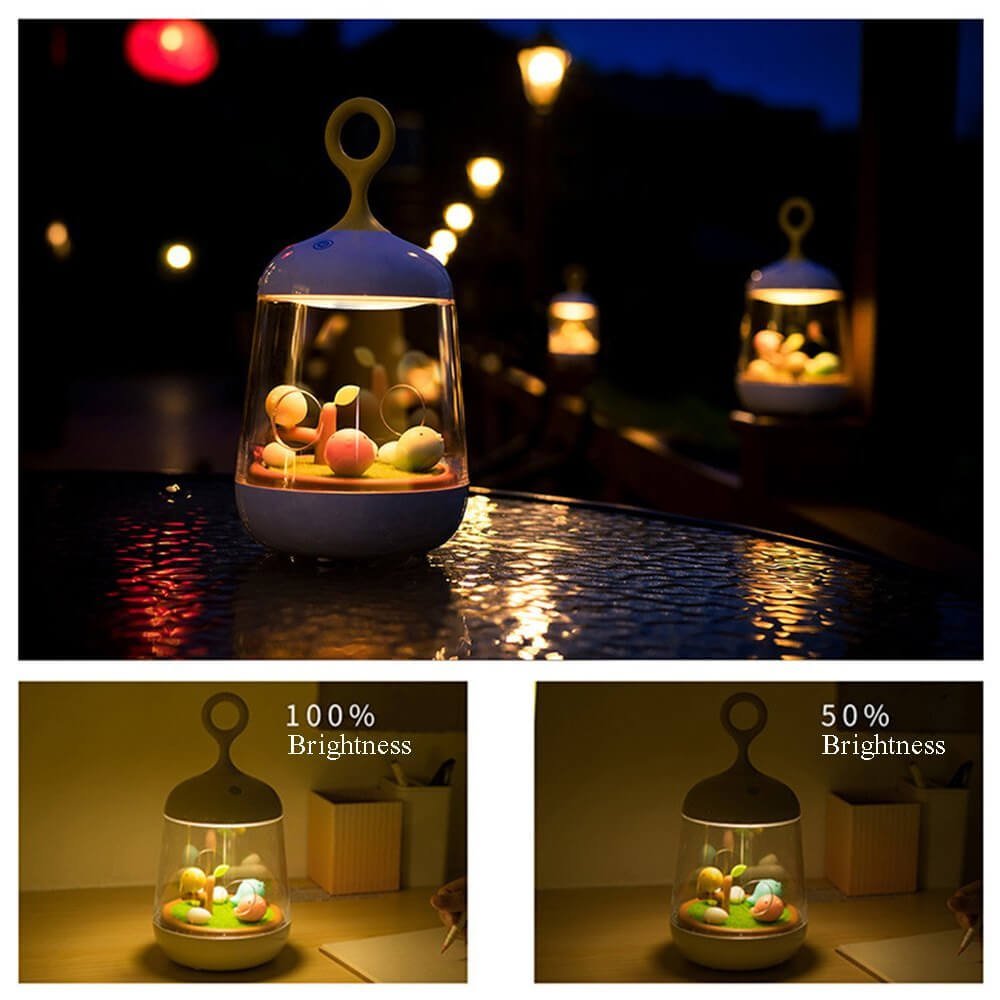 Micro Landscape Night Light Denshine Night Light, Night Light for Kids Micro Landscape Night Light with Music Box Night Lamp with 7 Color Changing Modes Best Gifts for Kids (White)