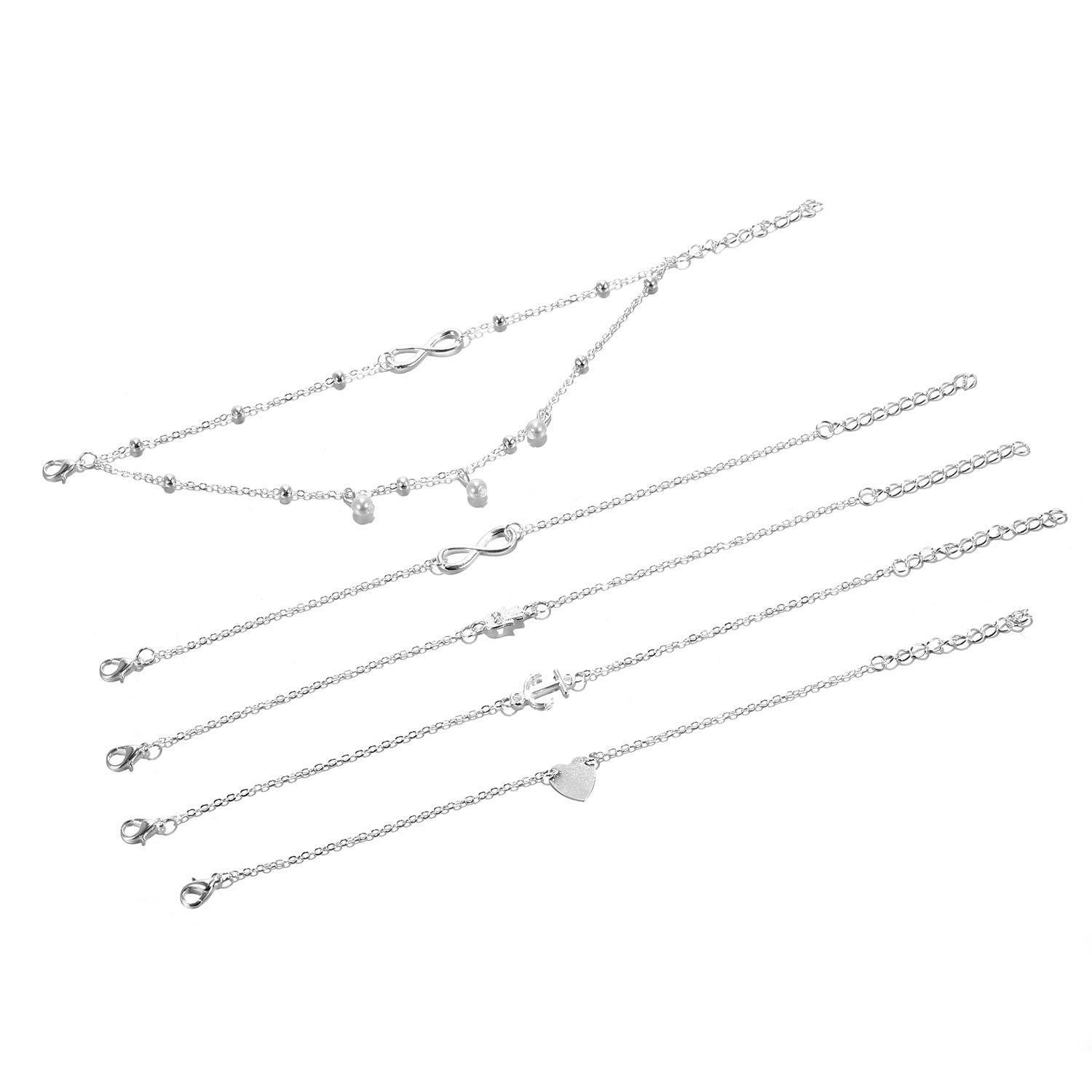 Opino Women Different Shape Fashion Beach Barefoot Ankle Jewelry Chain Anklet