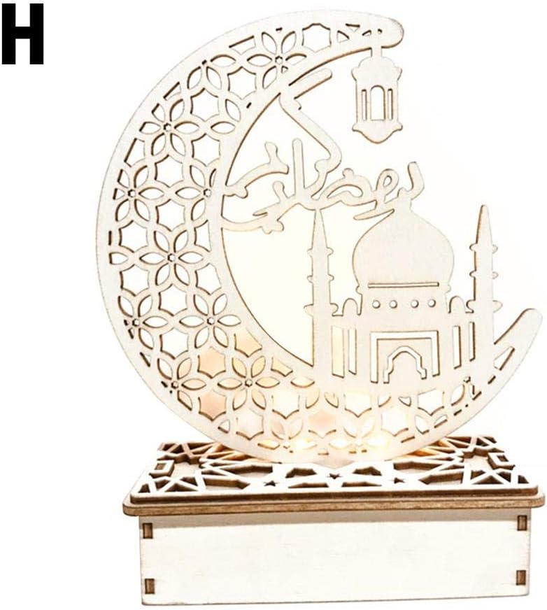 Geraffely Ramadan Eid Mubarak Wooden Moon Ornaments, Muslim Islam Hanging Pendant, Moon and Star Table Center Piece for Ramadan and Eid Decoration DIY Art Craft Eid Mubarak Ramadan Wooden Amazing
