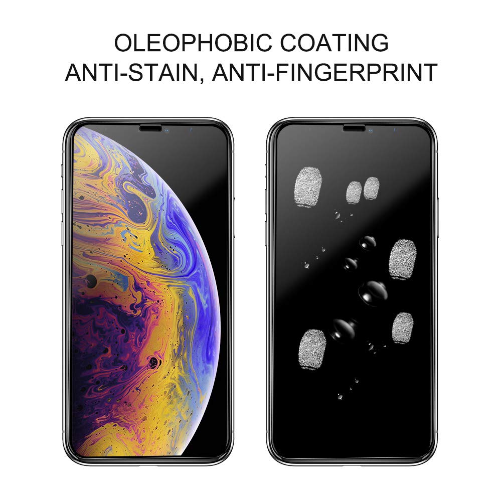 EyeO2 Screen Protector for iPhone Xs iPhone X 9h Hardness Tempered Glass Film Anti-Scratch Anti-Fingerprint 3D Curved Guard Screen Replacement Case Friendly Bubble Black Edge Free Full Coverage