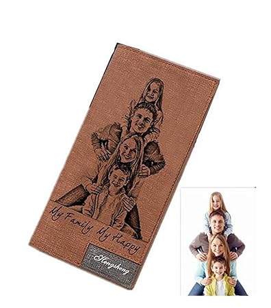Personalisiertes echtes Leder für Männer Custom Herren Geldbörse Gravierte Foto Brieftasche Väter Geschenk(Braune einzelne Se