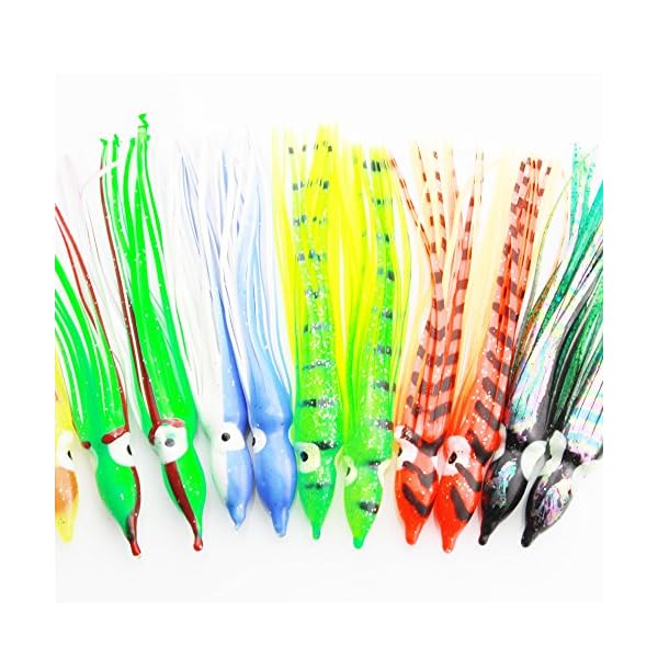 Luengo-30pcs75cm9cm12cm-Multicolour-Soft-Plastic-Octopus-Lures-Hoochie-Squid-Skirt-Lures-Trolling-Saltwater-Bait